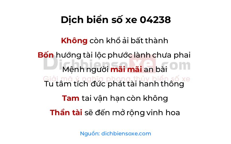 Dịch thơ biển số 04238