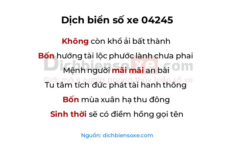 Dịch thơ biển số 04245