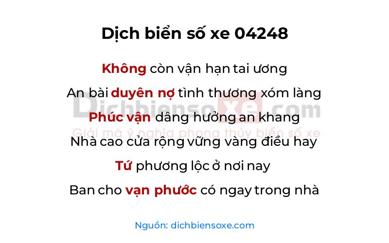 Dịch thơ biển số 04248