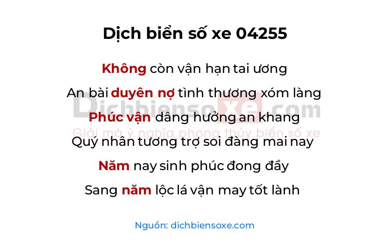 Dịch thơ biển số 04255