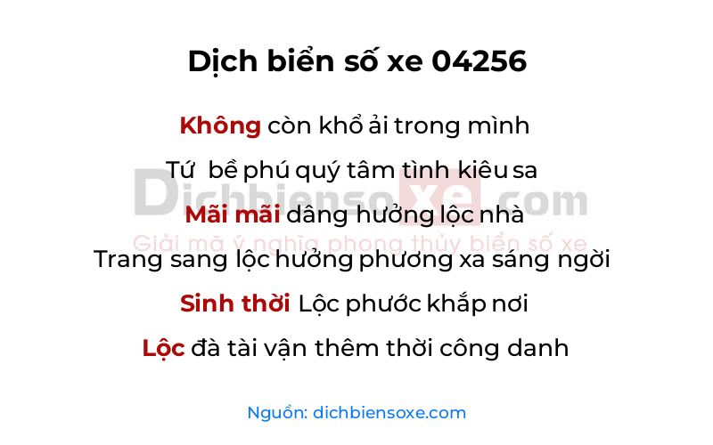 Dịch thơ biển số 04256