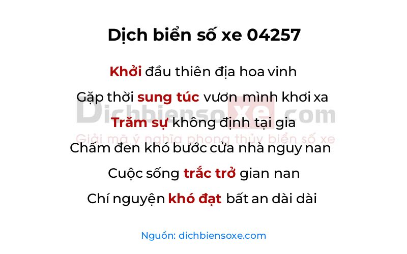 Dịch thơ biển số 04257
