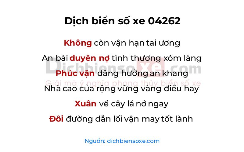 Dịch thơ biển số 04262