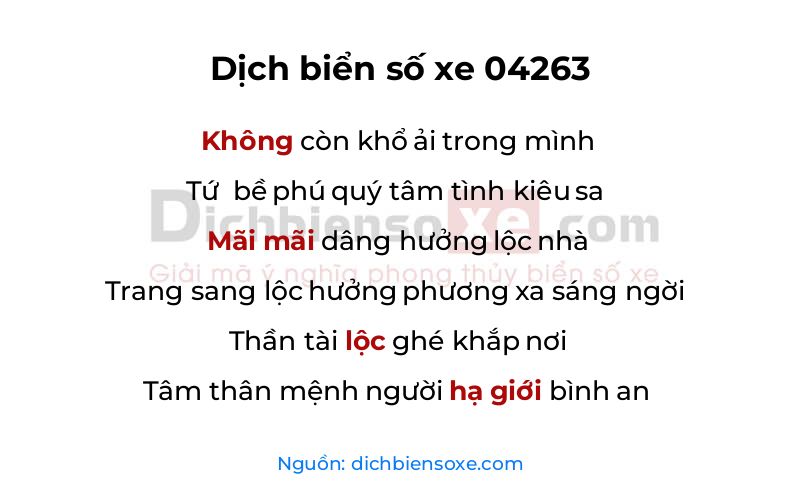 Dịch thơ biển số 04263
