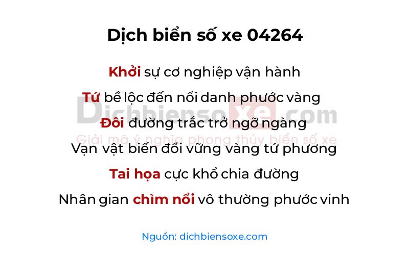 Dịch thơ biển số 04264