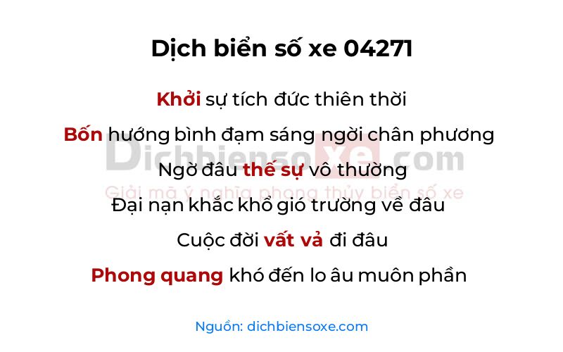 Dịch thơ biển số 04271