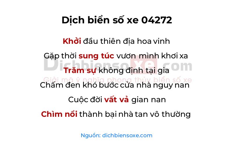 Dịch thơ biển số 04272