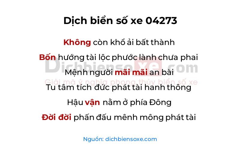 Dịch thơ biển số 04273