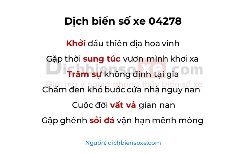 Dịch thơ biển số 04278