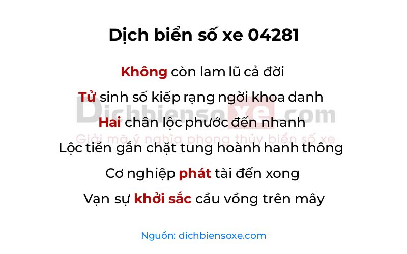 Dịch thơ biển số 04281