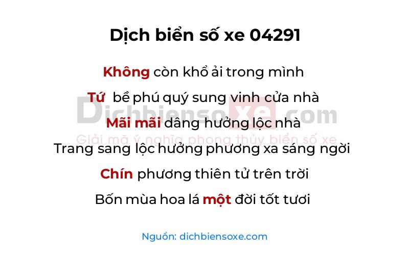 Dịch thơ biển số 04291