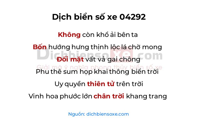 Dịch thơ biển số 04292