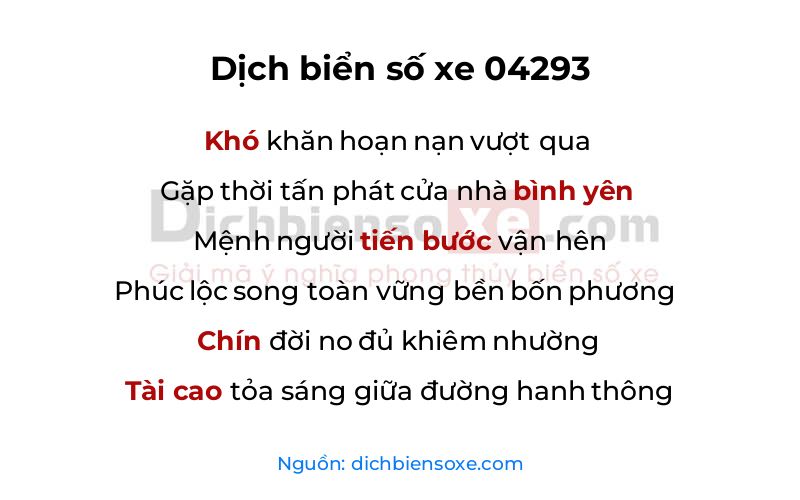 Dịch thơ biển số 04293