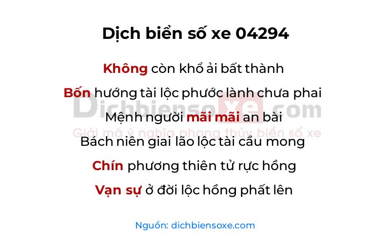 Dịch thơ biển số 04294