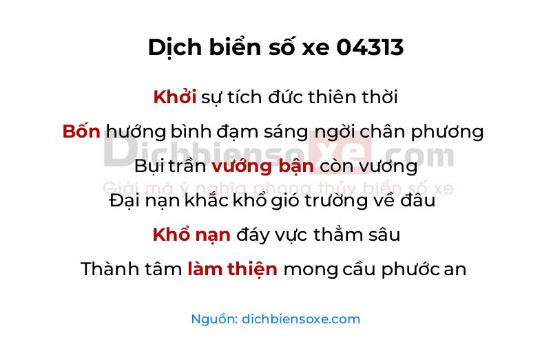 Dịch thơ biển số 04313