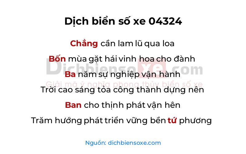 Dịch thơ biển số 04324
