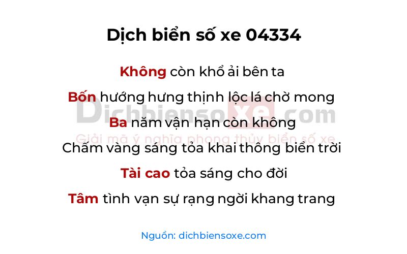 Dịch thơ biển số 04334