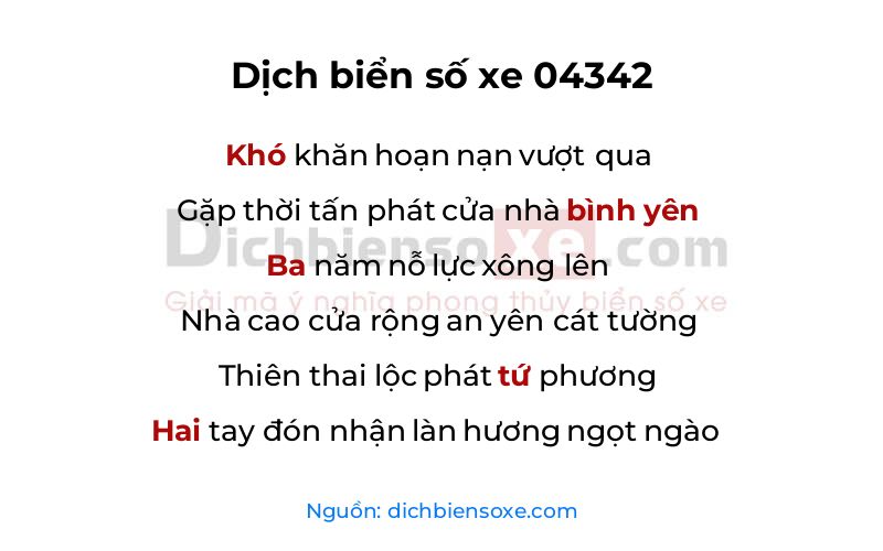 Dịch thơ biển số 04342