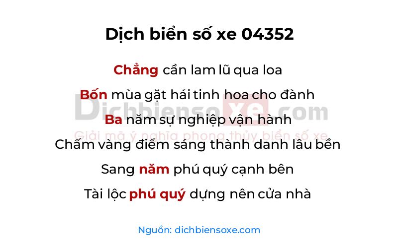 Dịch thơ biển số 04352