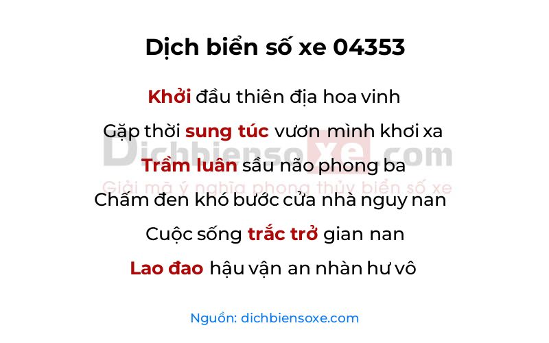 Dịch thơ biển số 04353