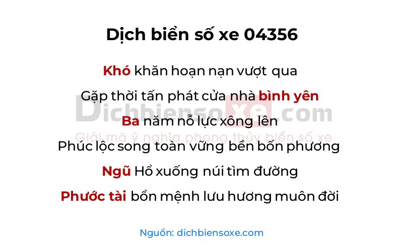 Dịch thơ biển số 04356