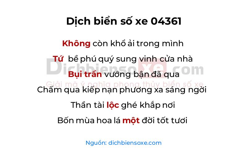Dịch thơ biển số 04361