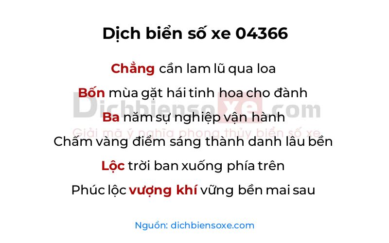 Dịch thơ biển số 04366