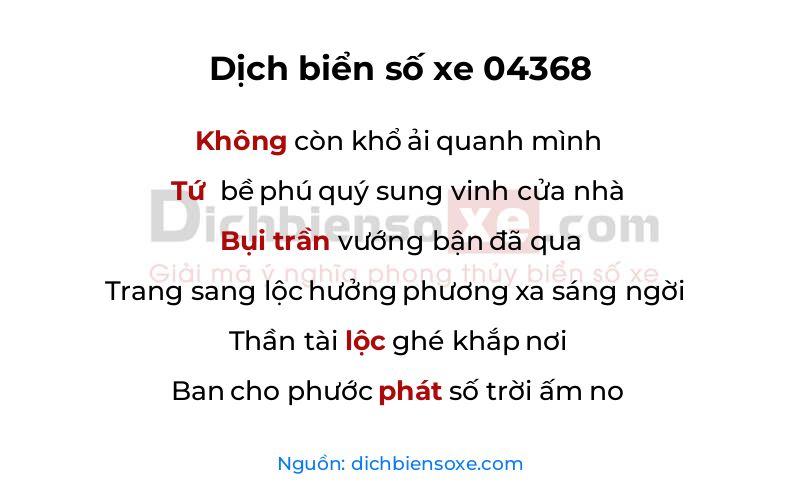 Dịch thơ biển số 04368