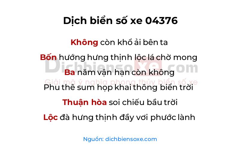 Dịch thơ biển số 04376