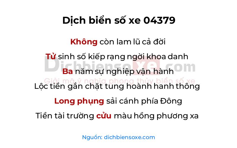 Dịch thơ biển số 04379