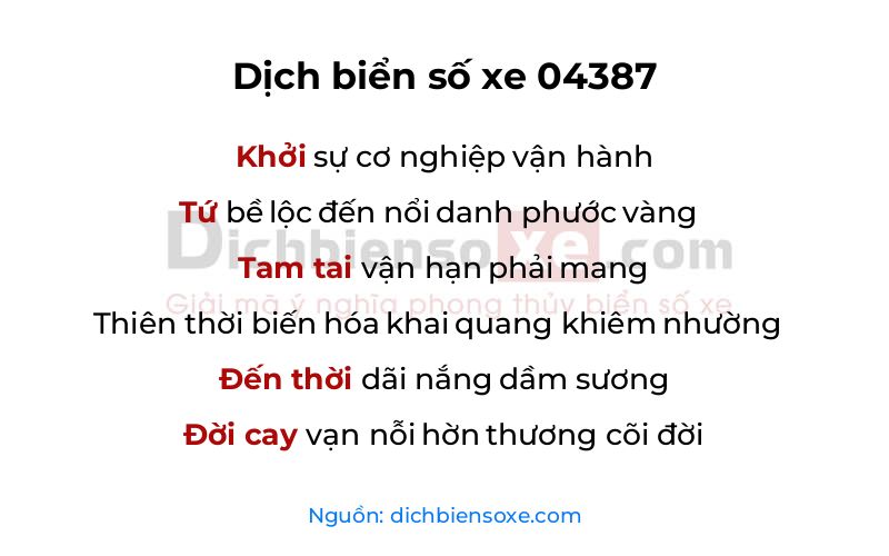 Dịch thơ biển số 04387