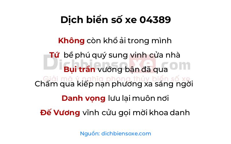Dịch thơ biển số 04389