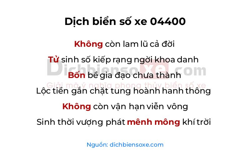 Dịch thơ biển số 04400