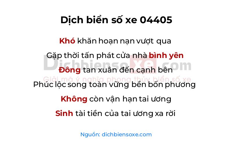 Dịch thơ biển số 04405
