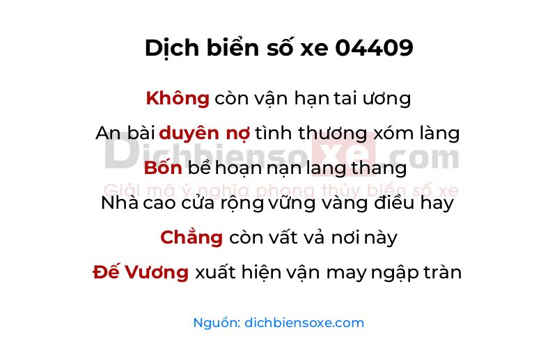 Dịch thơ biển số 04409