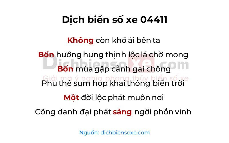 Dịch thơ biển số 04411
