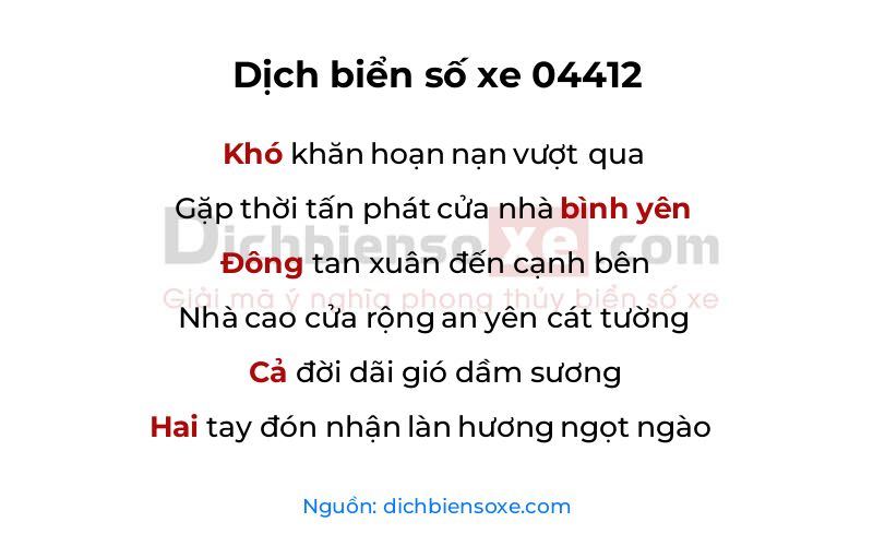 Dịch thơ biển số 04412