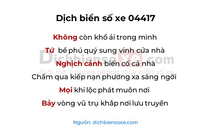 Dịch thơ biển số 04417