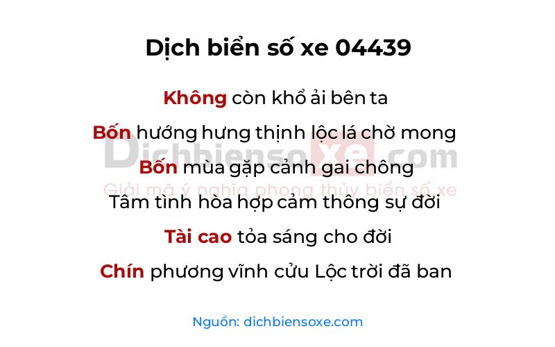 Dịch thơ biển số 04439