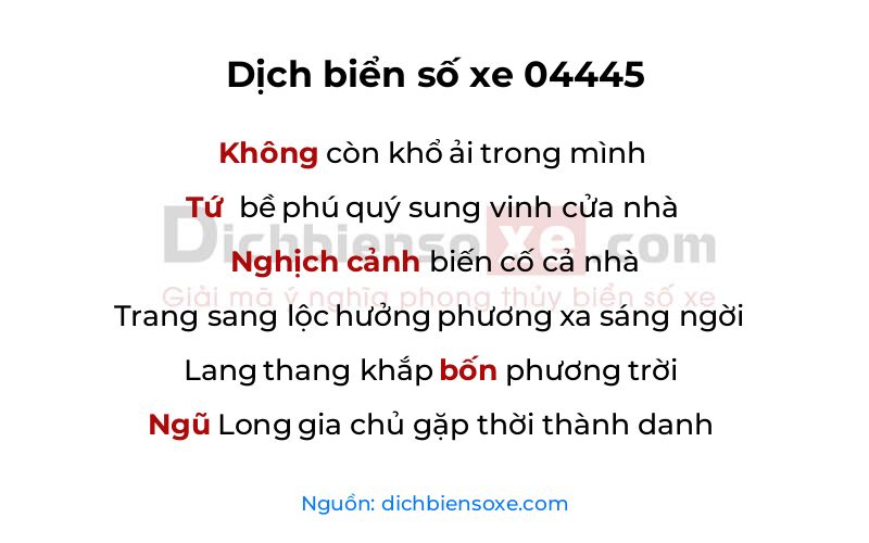 Dịch thơ biển số 04445