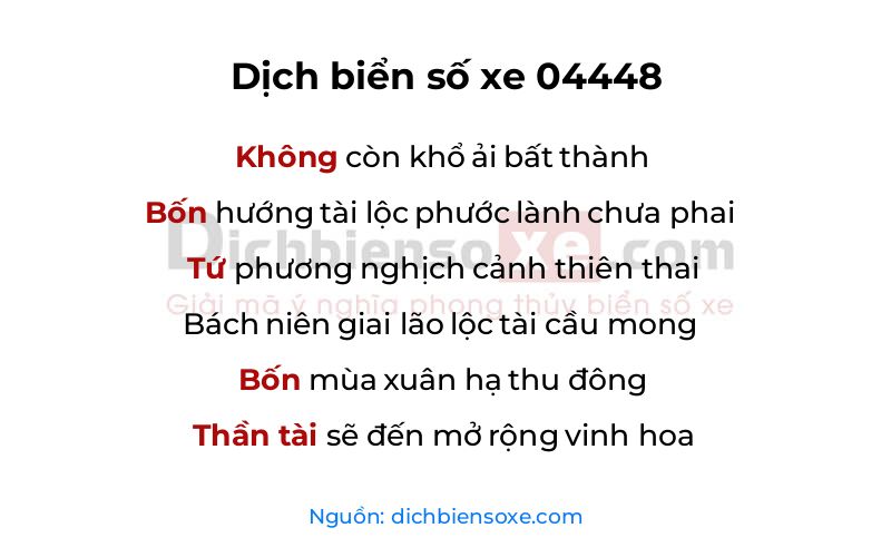 Dịch thơ biển số 04448