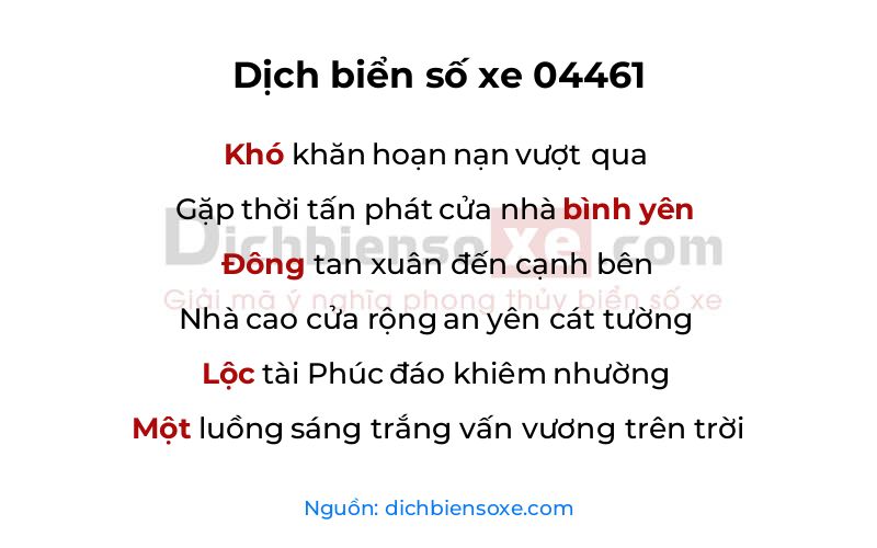 Dịch thơ biển số 04461