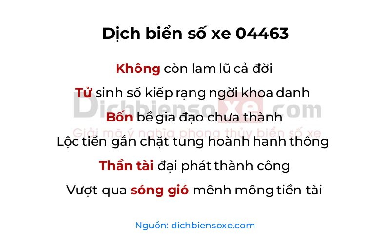 Dịch thơ biển số 04463