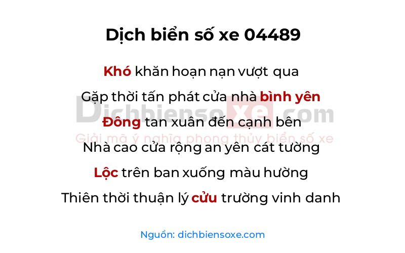 Dịch thơ biển số 04489