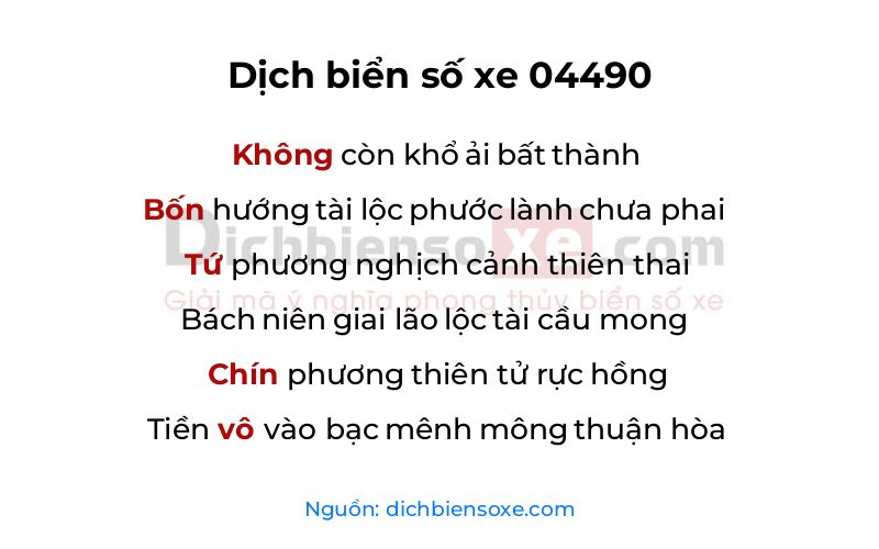 Dịch thơ biển số 04490