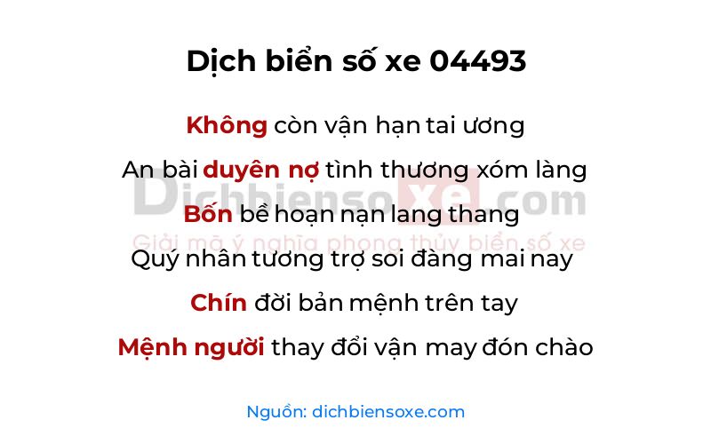 Dịch thơ biển số 04493