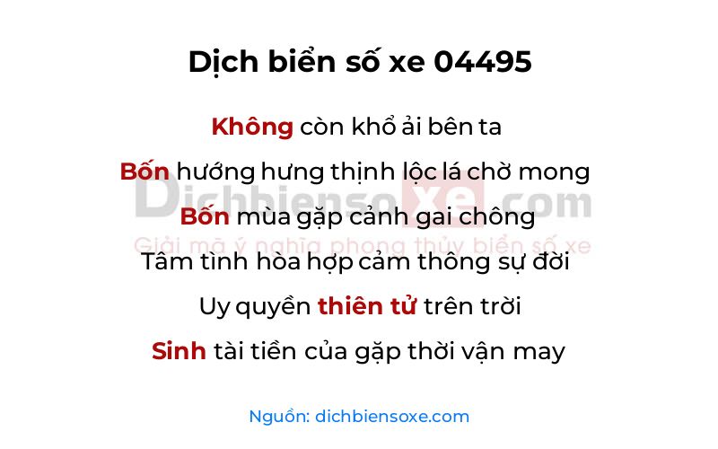 Dịch thơ biển số 04495