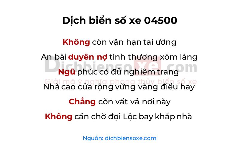 Dịch thơ biển số 04500