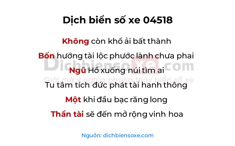 Dịch thơ biển số 04518