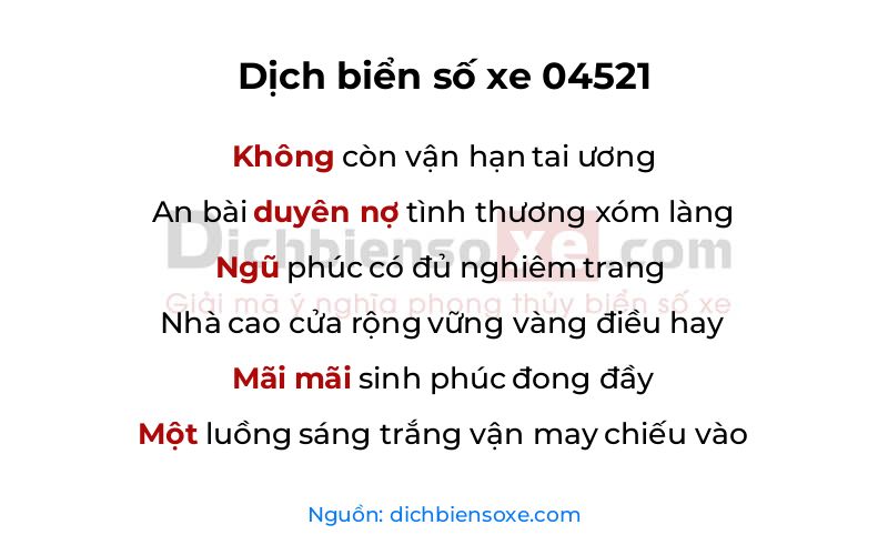 Dịch thơ biển số 04521